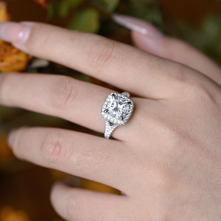 Moissanite 3.97 CT Cushion Cut Diamond Edwardian Handcrafted Ring