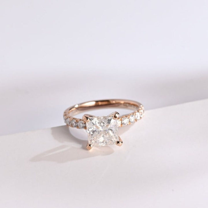 Moissanite 3.00 CT Princess Corner Cut Diamond Brutalist Wedding Ring