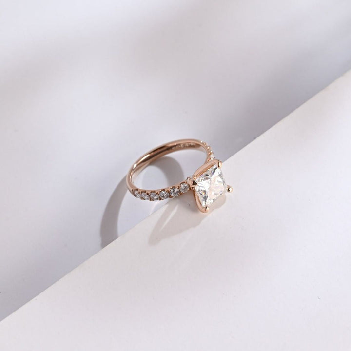Moissanite 3.00 CT Princess Corner Cut Diamond Brutalist Wedding Ring