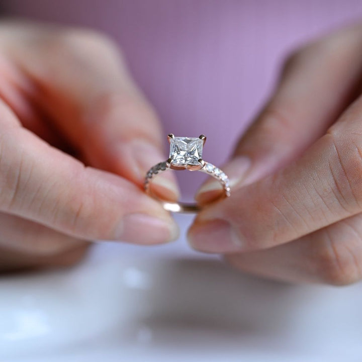 Moissanite 3.00 CT Princess Corner Cut Diamond Brutalist Wedding Ring