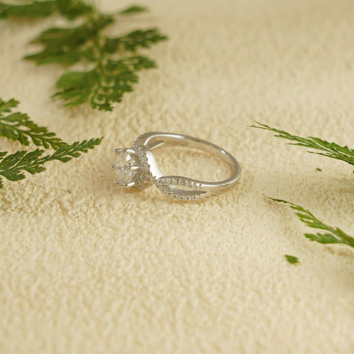 Moissanite 3.70 CT Round Cut Diamond Mid-Century Handmade Ring