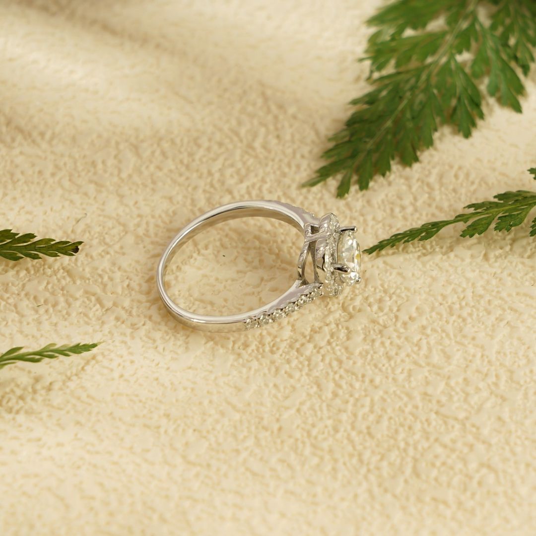 Moissanite 3.57 CT Round Cut Diamond Art Deco Engagement Ring