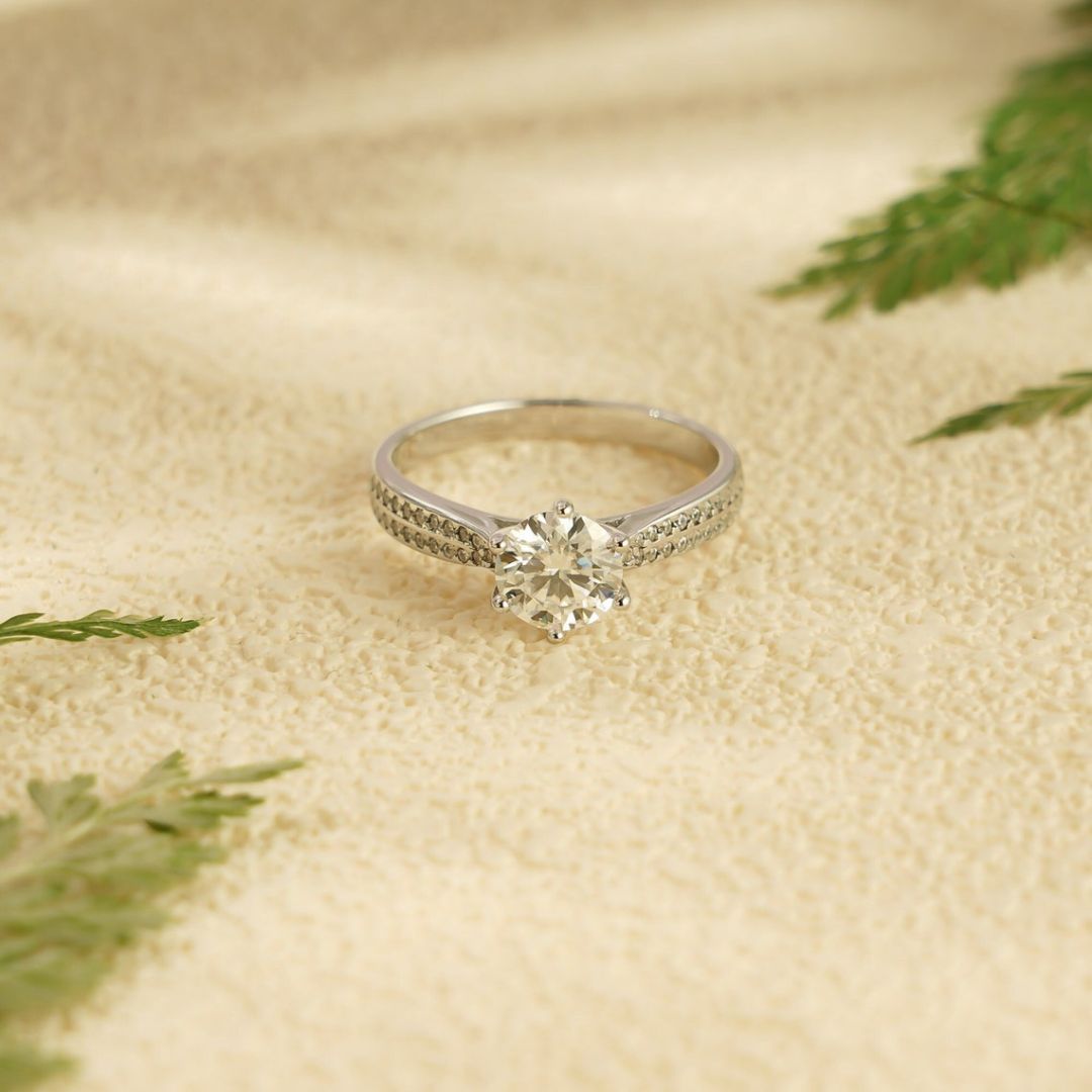 Moissanite 2.24 CT Round Cut Diamond Avant Garde Wedding Ring