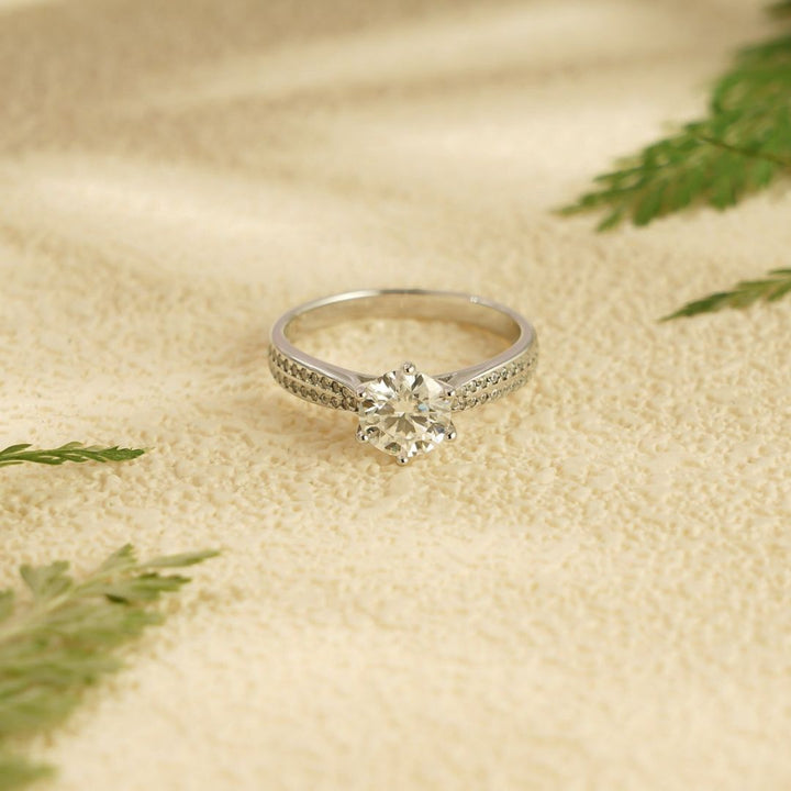 Moissanite 2.24 CT Round Cut Diamond Avant Garde Wedding Ring