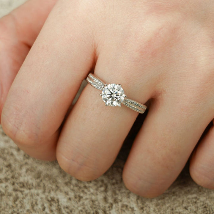Moissanite 2.24 CT Round Cut Diamond Avant Garde Wedding Ring