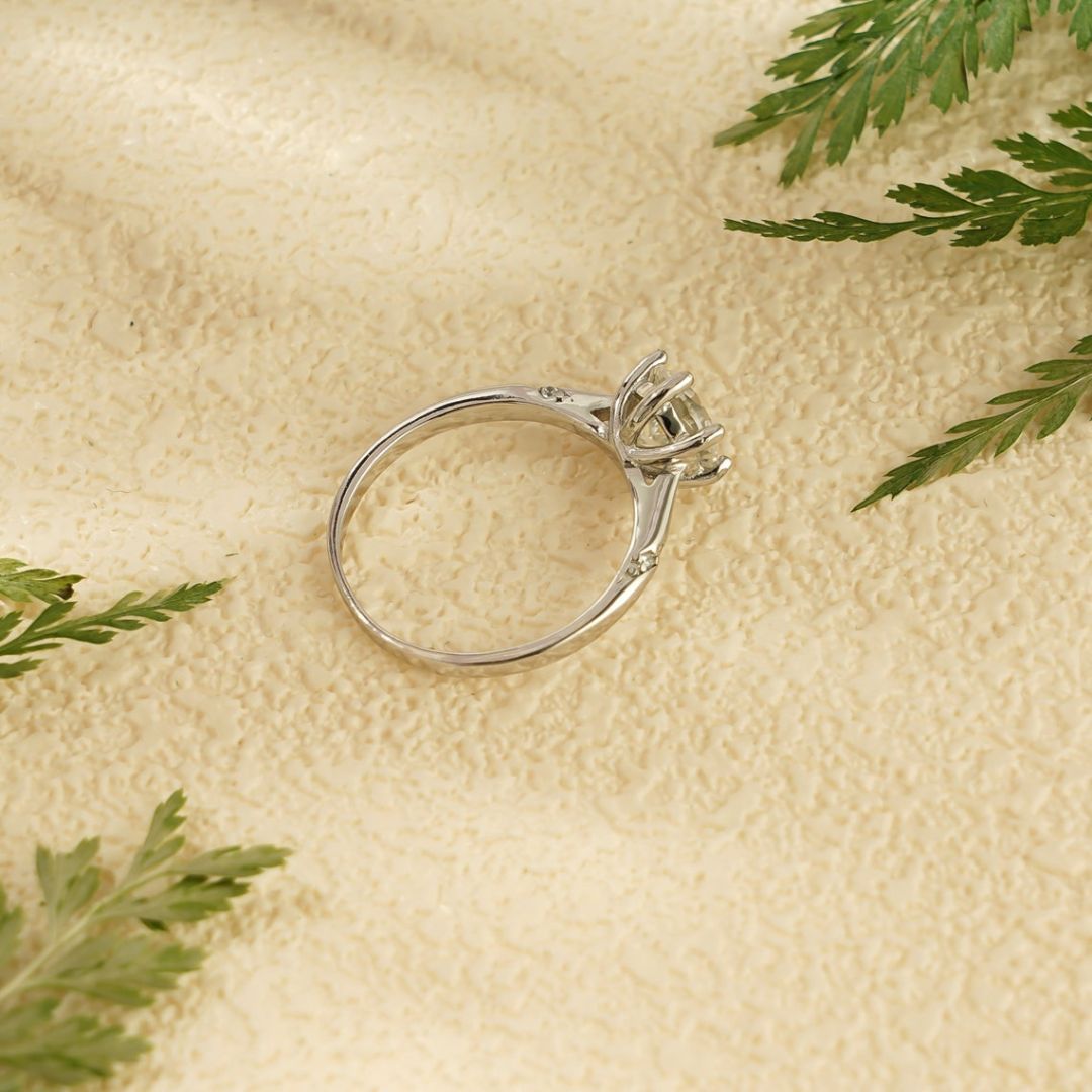 Moissanite 2.35 CT Round Cut Diamond  Minimalist Anniversary Ring