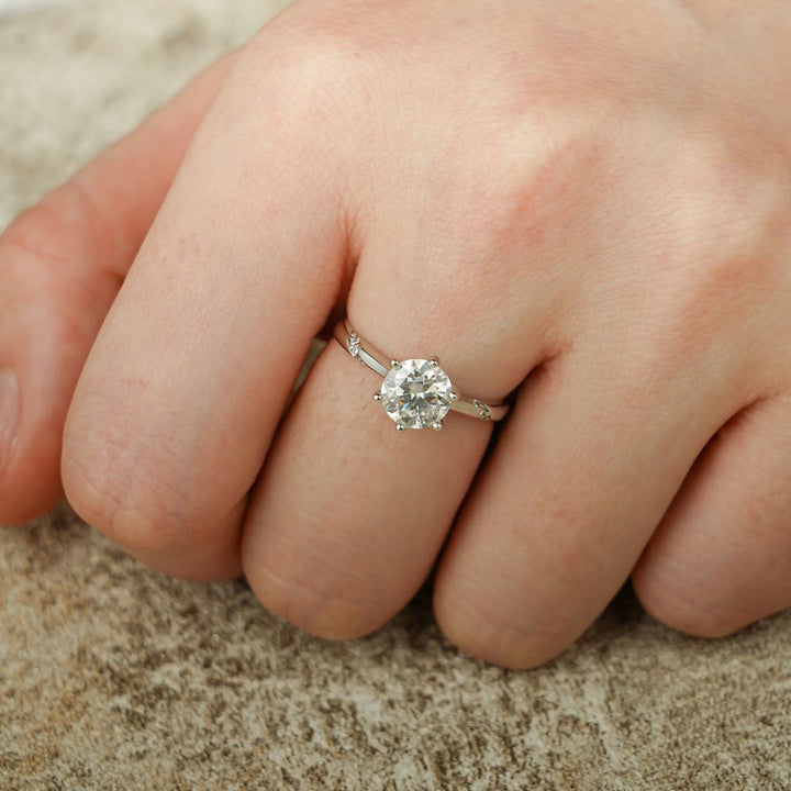 Moissanite 2.35 CT Round Cut Diamond  Minimalist Anniversary Ring