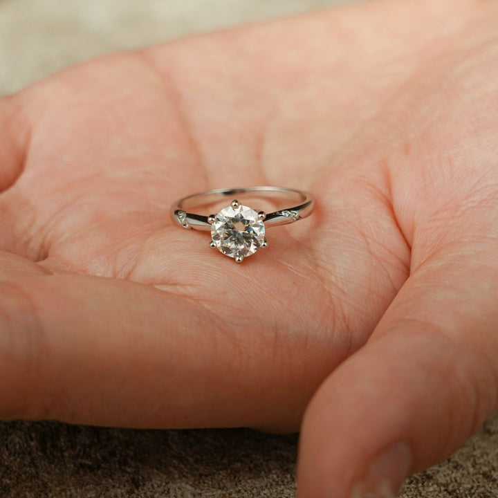 Moissanite 2.35 CT Round Cut Diamond  Minimalist Anniversary Ring