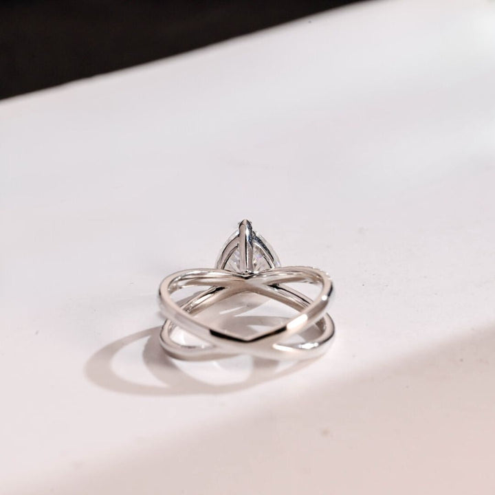 Moissanite 2.40 CT Trillion Cut Diamond  Brutalist Anniversary Ring