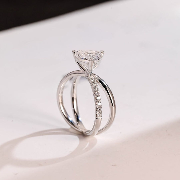 Moissanite 2.40 CT Trillion Cut Diamond  Brutalist Anniversary Ring