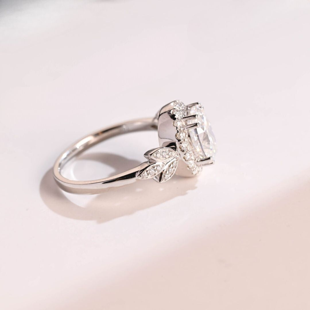 Moissanite 3.35 CT Oval Cut Diamond  Art Nouveau Wedding Ring