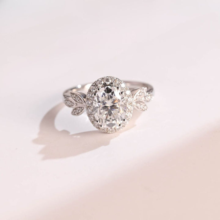 Moissanite 3.35 CT Oval Cut Diamond  Art Nouveau Wedding Ring