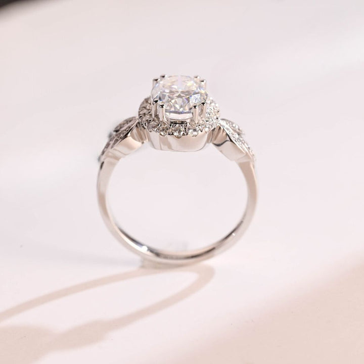 Moissanite 3.35 CT Oval Cut Diamond  Art Nouveau Wedding Ring