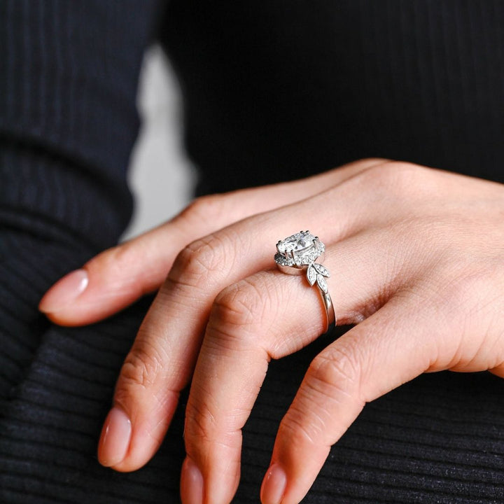 Moissanite 3.35 CT Oval Cut Diamond  Art Nouveau Wedding Ring
