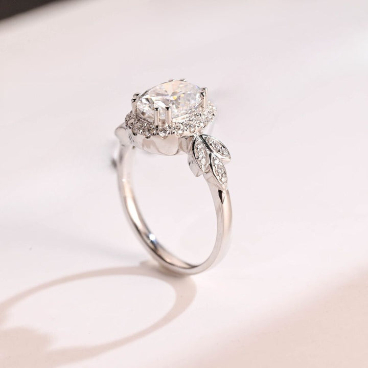 Moissanite 3.35 CT Oval Cut Diamond  Art Nouveau Wedding Ring