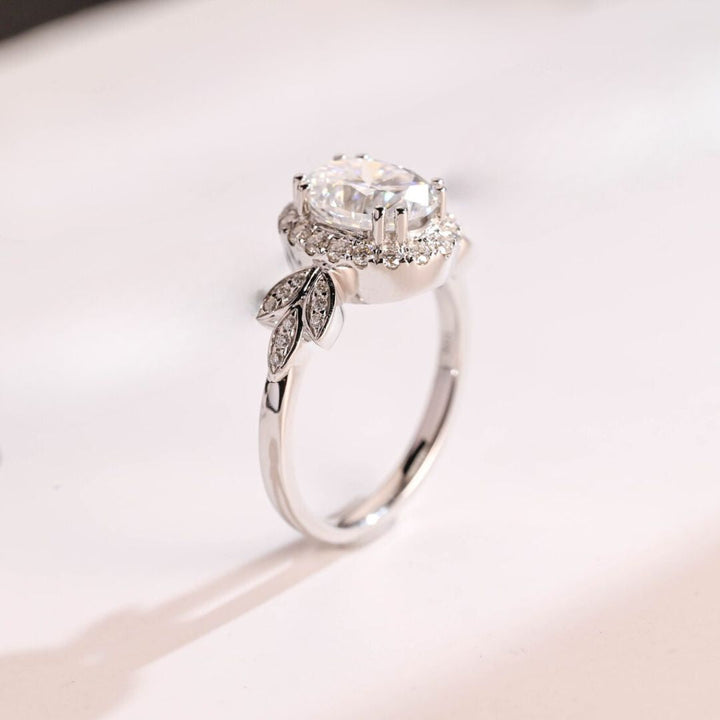 Moissanite 3.35 CT Oval Cut Diamond  Art Nouveau Wedding Ring