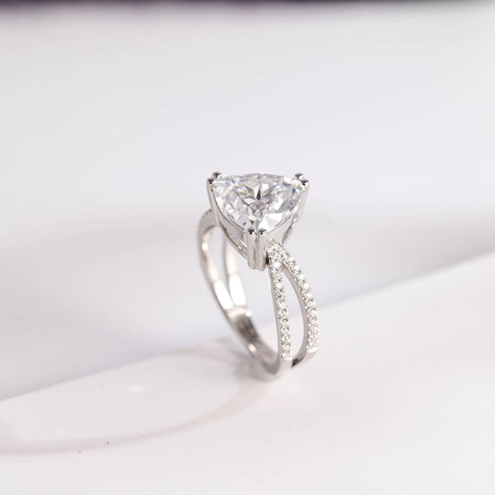 Moissanite 4.32 CT Trillion Cut Diamond Art Deco Wedding Ring