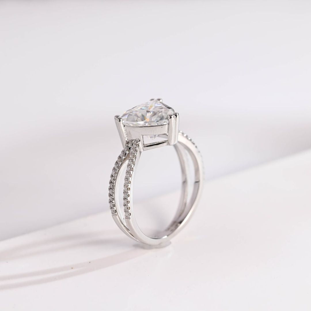 Moissanite 4.32 CT Trillion Cut Diamond Art Deco Wedding Ring