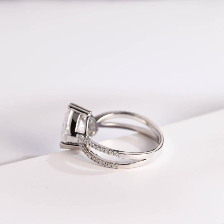 Moissanite 4.32 CT Trillion Cut Diamond Art Deco Wedding Ring