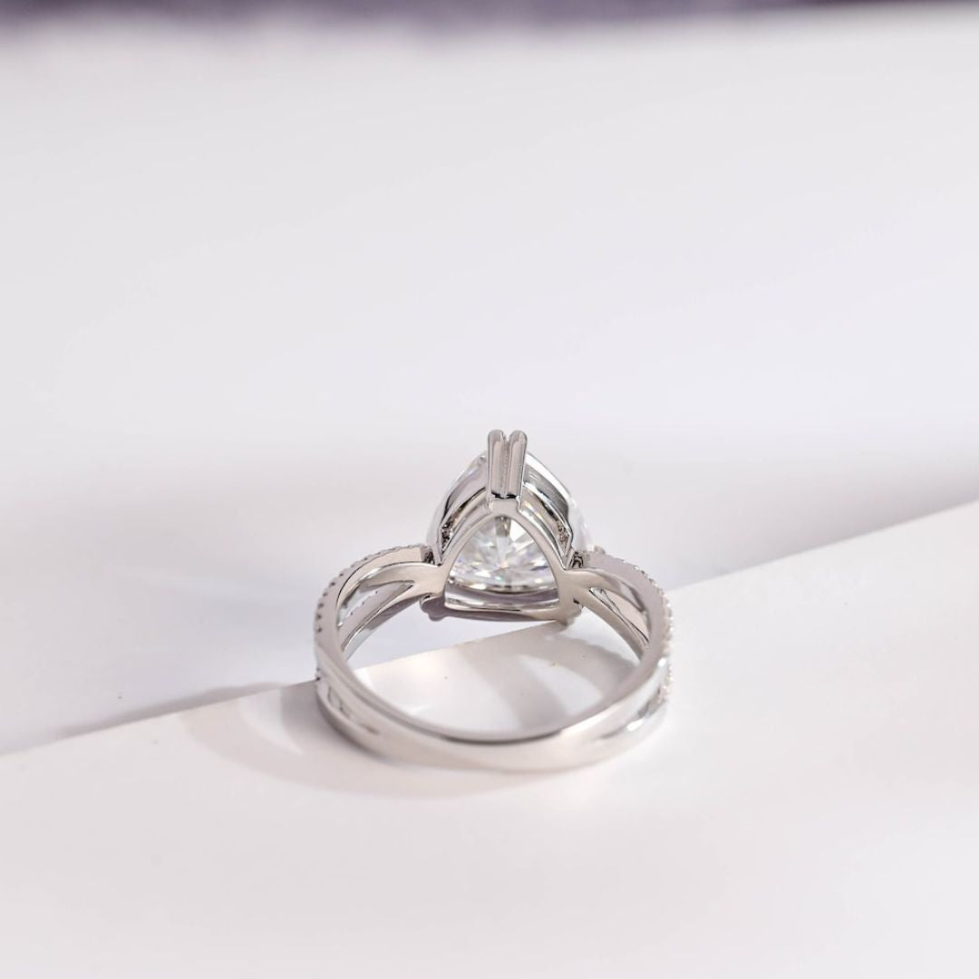 Moissanite 4.32 CT Trillion Cut Diamond Art Deco Wedding Ring