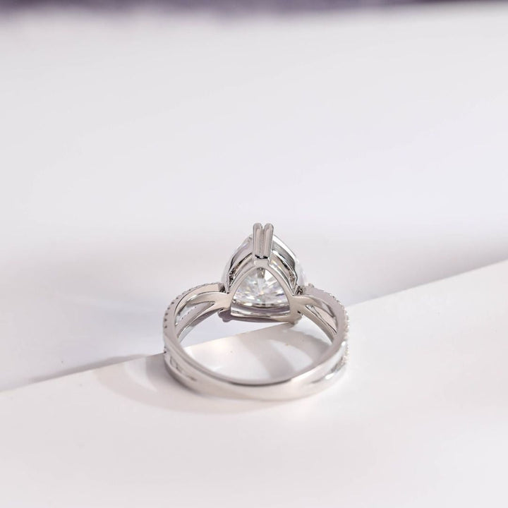 Moissanite 4.32 CT Trillion Cut Diamond Art Deco Wedding Ring