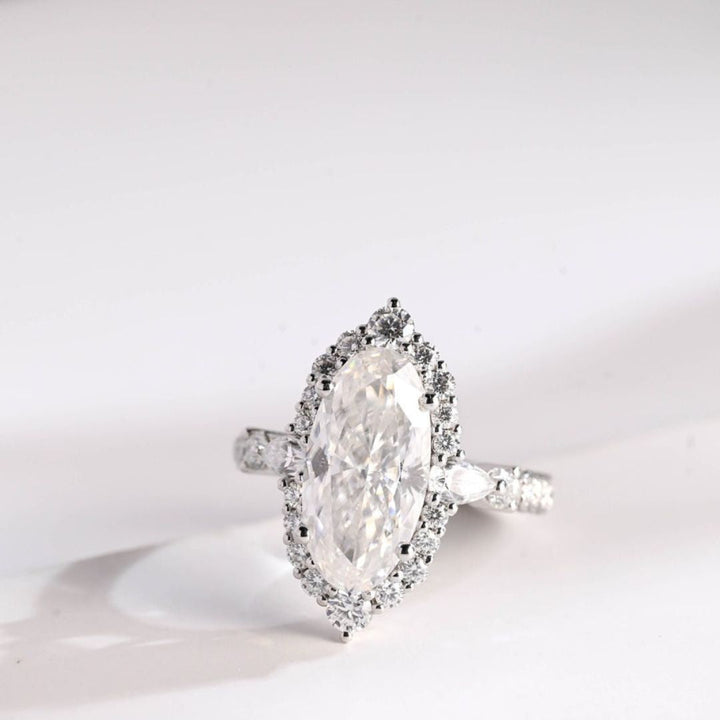 Moissanite 4.35 CT Oval Cut Diamond Edwardian Wedding Ring