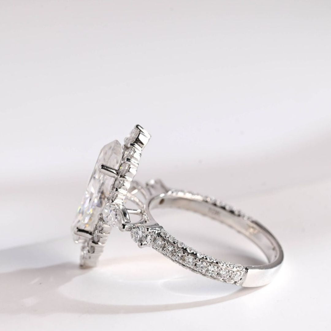 Moissanite 4.35 CT Oval Cut Diamond Edwardian Wedding Ring