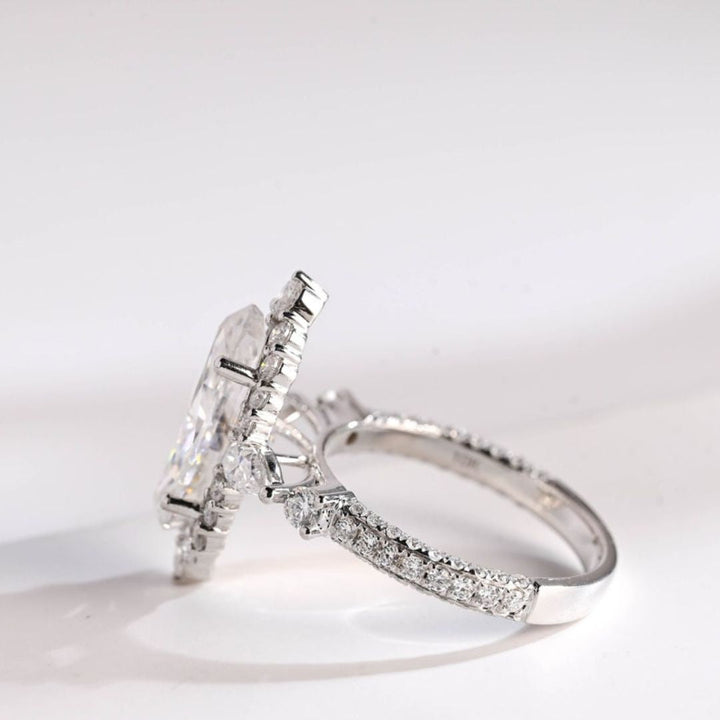 Moissanite 4.35 CT Oval Cut Diamond Edwardian Wedding Ring