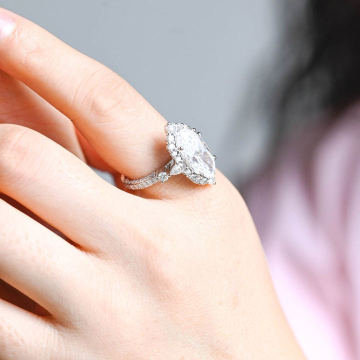 Moissanite 4.35 CT Oval Cut Diamond Edwardian Wedding Ring
