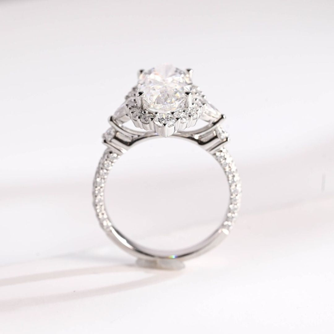 Moissanite 4.35 CT Oval Cut Diamond Edwardian Wedding Ring