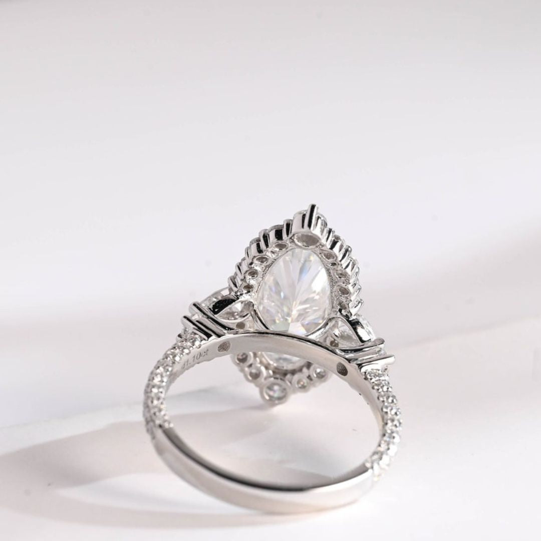 Moissanite 4.35 CT Oval Cut Diamond Edwardian Wedding Ring