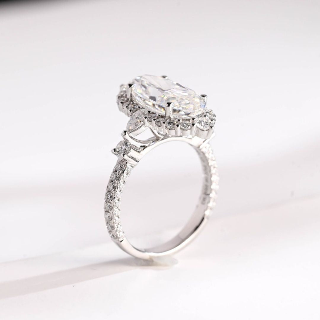 Moissanite 4.35 CT Oval Cut Diamond Edwardian Wedding Ring
