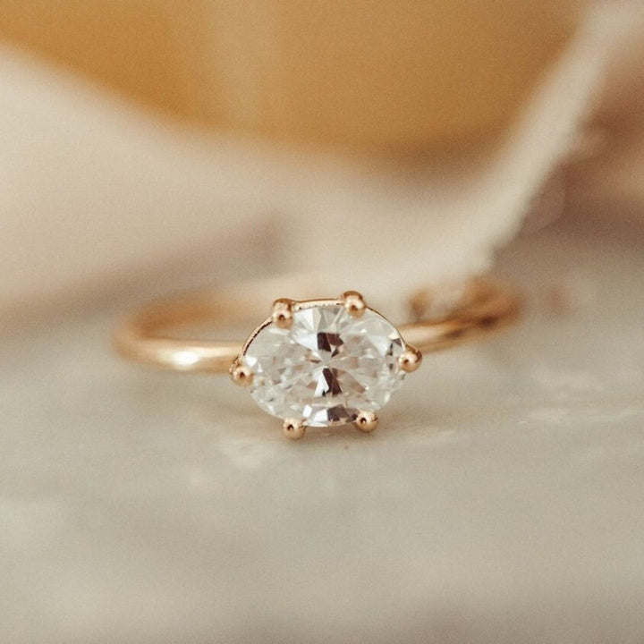 Moissanite 1.95 CT Oval Cut Diamond  Victorian Anniversary Ring