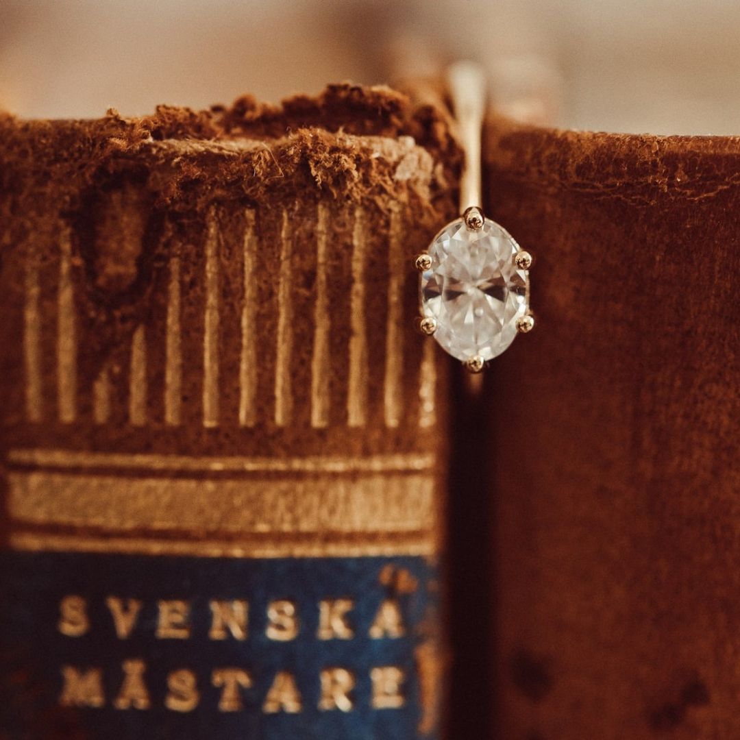 Moissanite 1.95 CT Oval Cut Diamond  Victorian Anniversary Ring