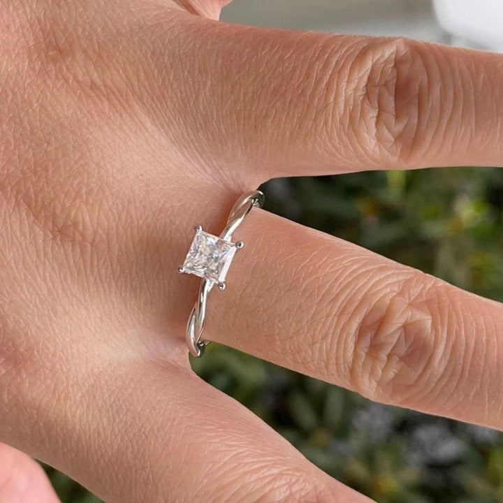 Moissanite 2.10 CT Princess Cut Diamond  Minimalist Engagement Ring
