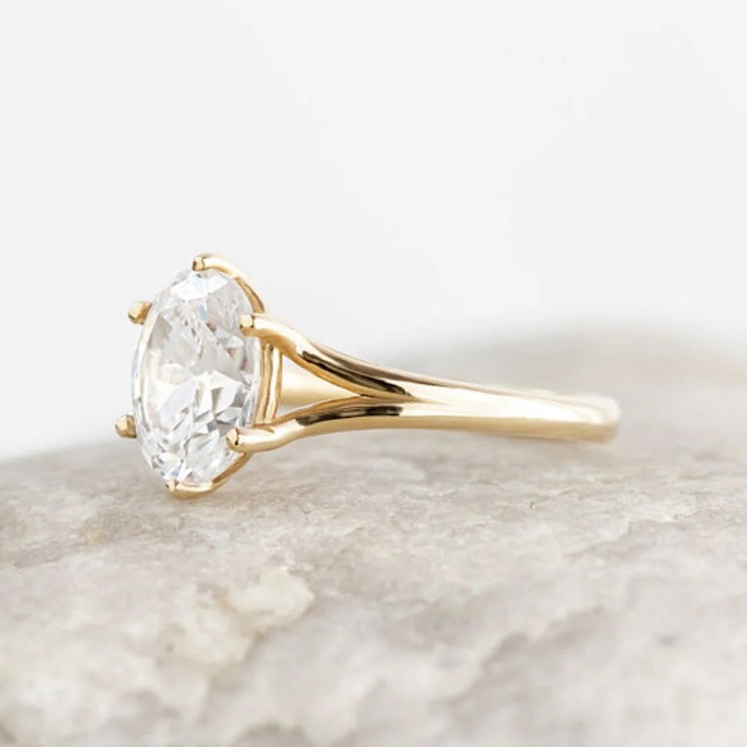 Moissanite 2.60 CT Oval Cut Diamond  Edwardian Wedding Ring