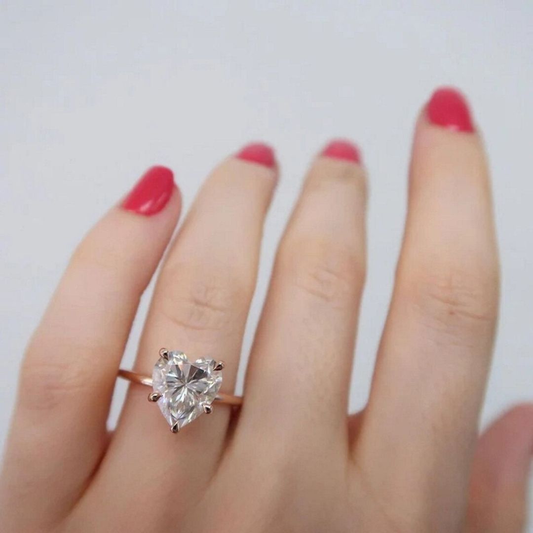 Moissanite 2.90 CT Heart Cut Diamond  Art Deco Anniversary Ring