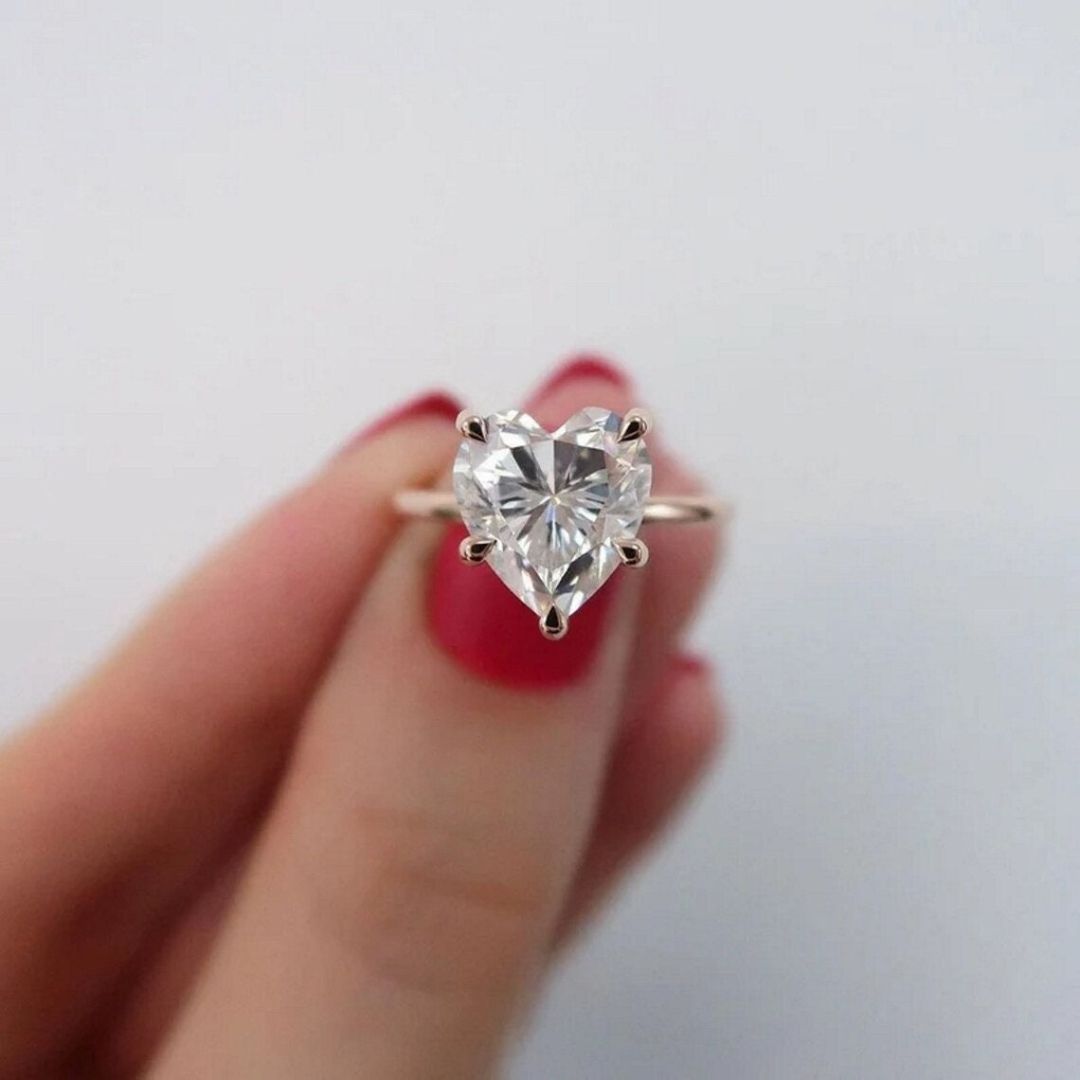 Moissanite 2.90 CT Heart Cut Diamond  Art Deco Anniversary Ring