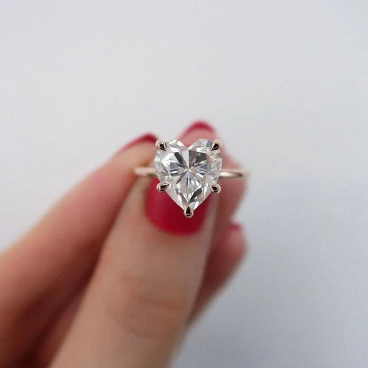 Moissanite 2.90 CT Heart Cut Diamond  Art Deco Anniversary Ring