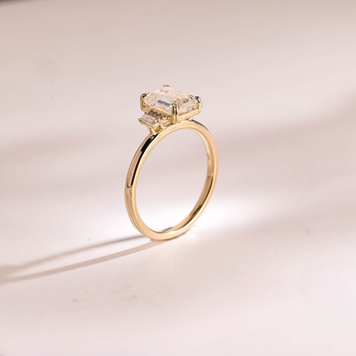 Moissanite 3.87 CT Emerald Cut Diamond Art Deco Wedding Ring