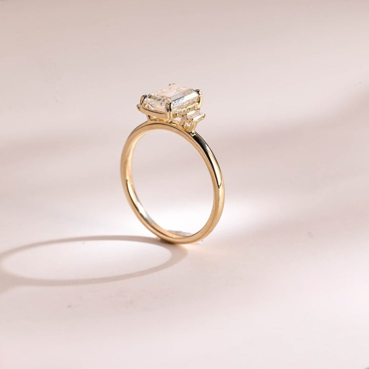 Moissanite 3.87 CT Emerald Cut Diamond Art Deco Wedding Ring