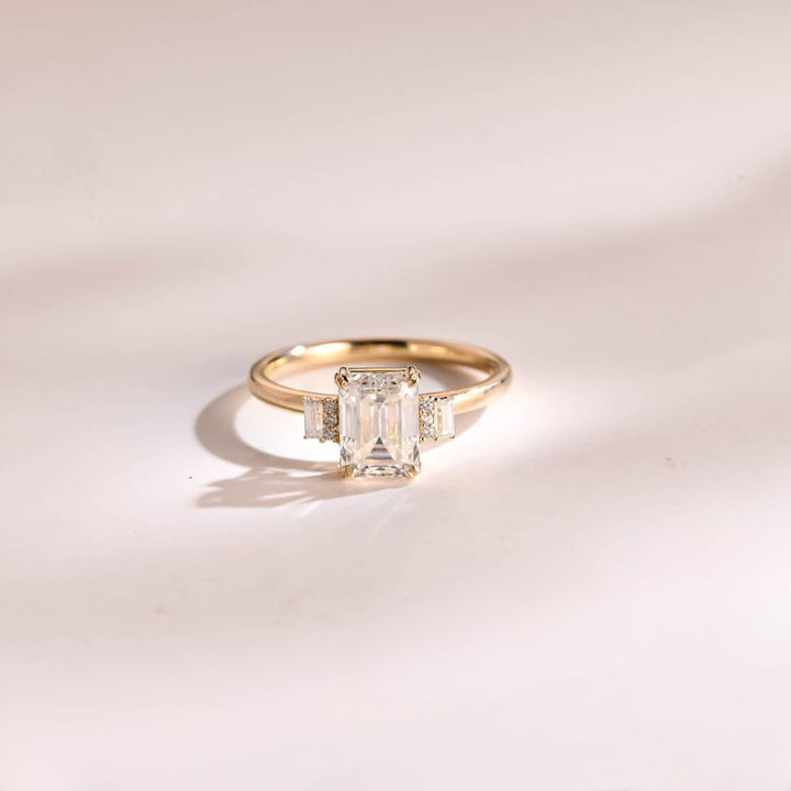 Moissanite 3.87 CT Emerald Cut Diamond Art Deco Wedding Ring