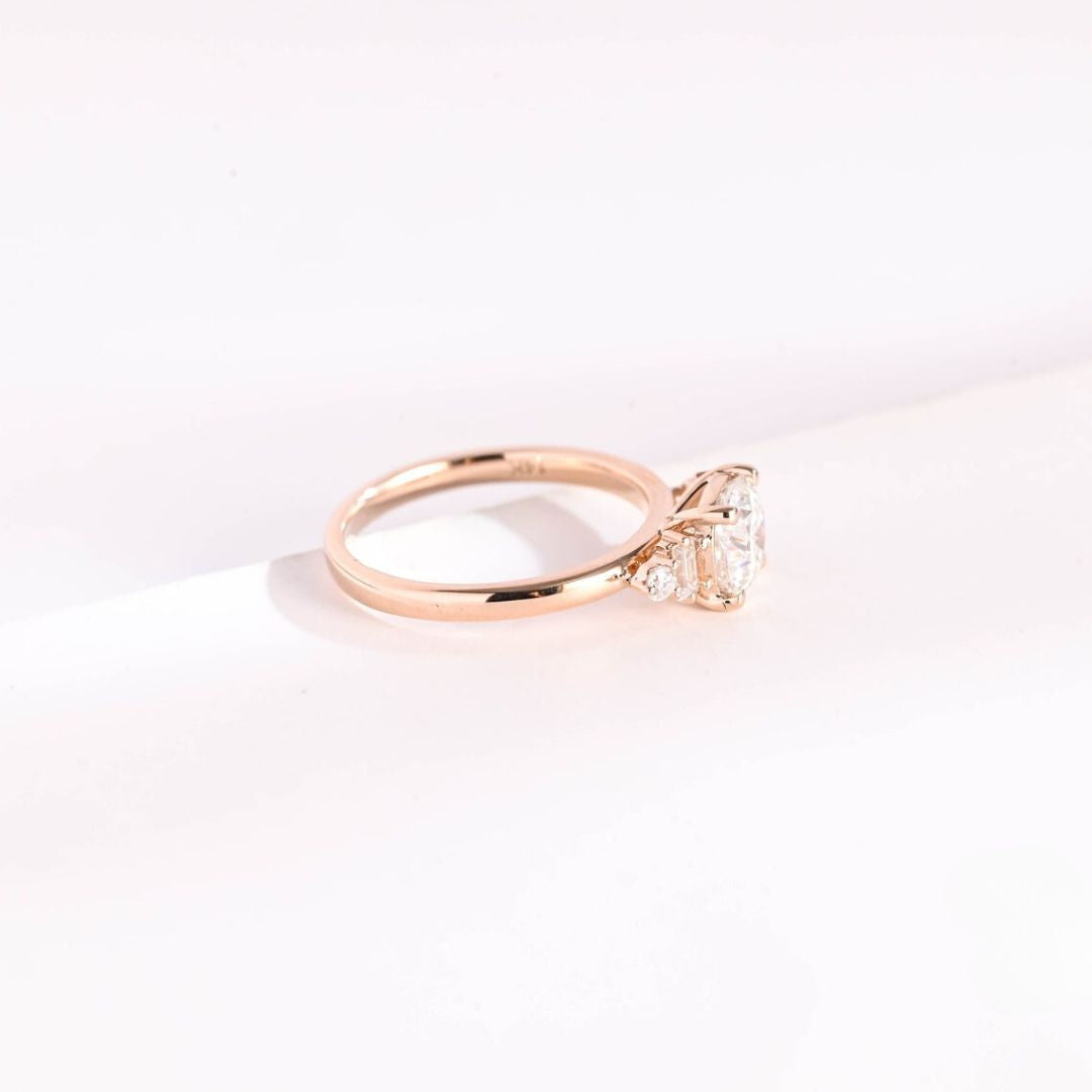 Moissanite 3.90 CT Cushion Cut Diamond  Brutalist Anniversary Ring