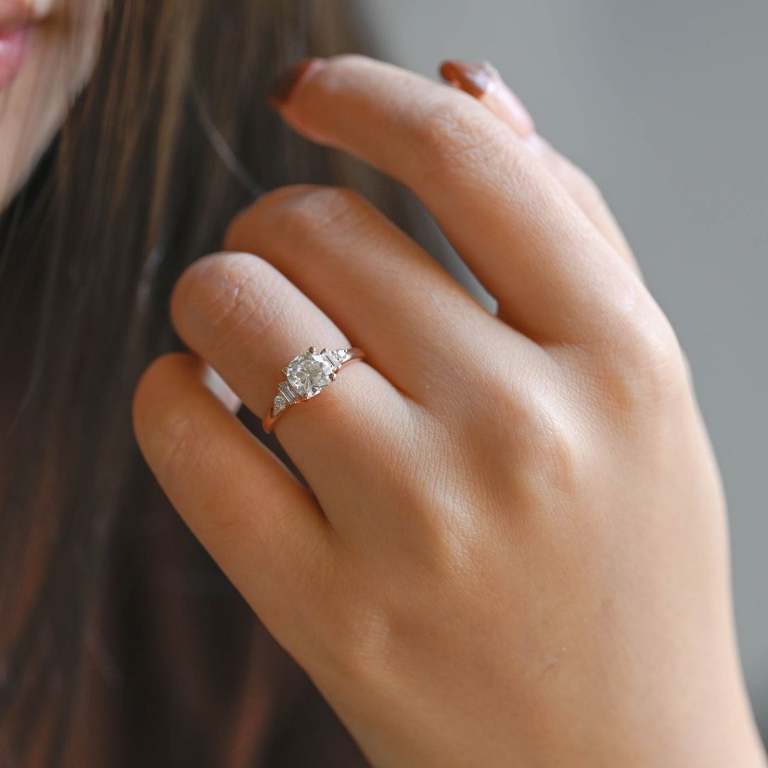 Moissanite 3.90 CT Cushion Cut Diamond  Brutalist Anniversary Ring