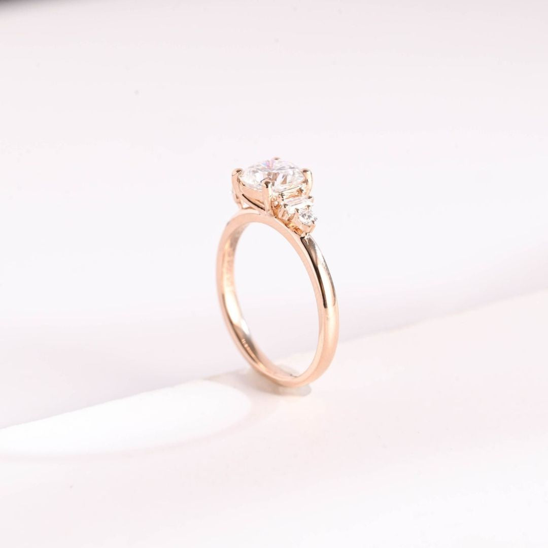 Moissanite 3.90 CT Cushion Cut Diamond  Brutalist Anniversary Ring