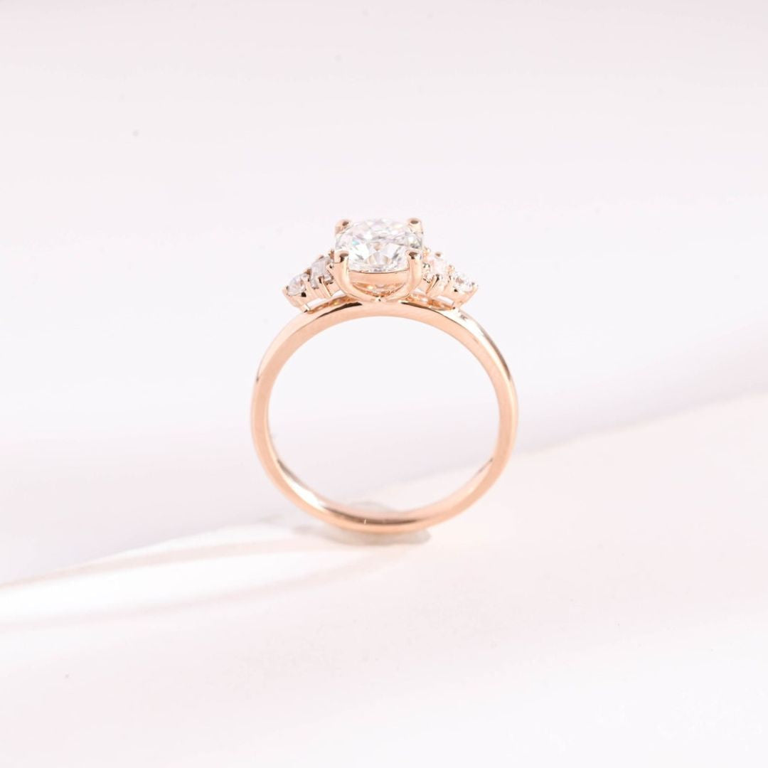 Moissanite 3.90 CT Cushion Cut Diamond  Brutalist Anniversary Ring
