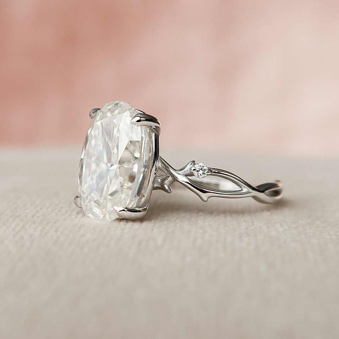 Moissanite 3.50 CT Oval Diamond Mid-Century Engagement Ring