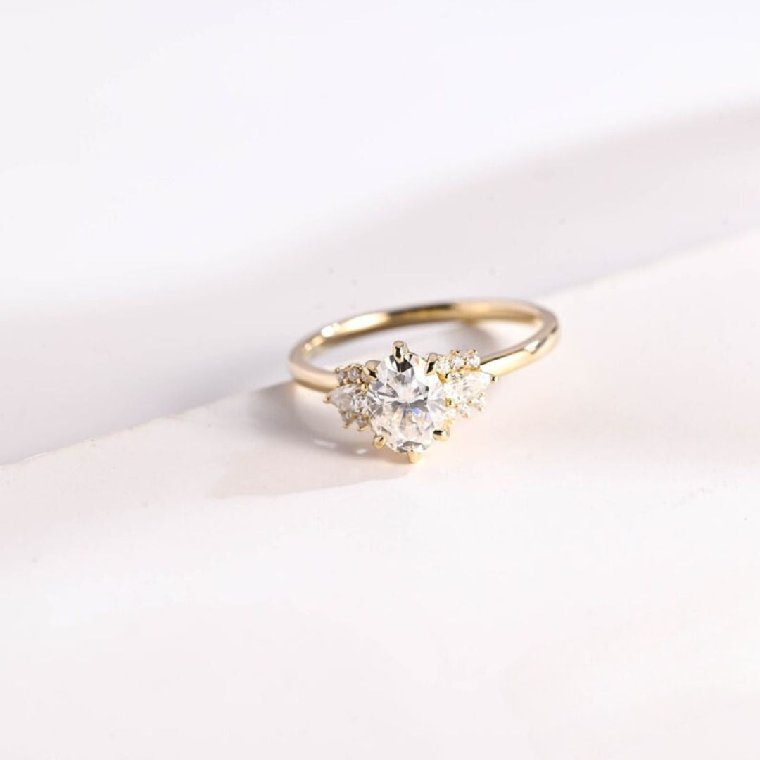 Moissanite 3.98 CT Oval Cut Diamond Victorian Wedding Ring