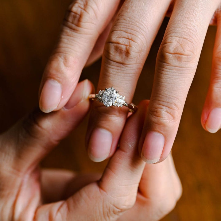 Moissanite 3.98 CT Oval Cut Diamond Victorian Wedding Ring