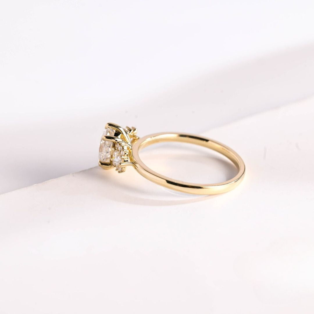 Moissanite 3.98 CT Oval Cut Diamond Victorian Wedding Ring